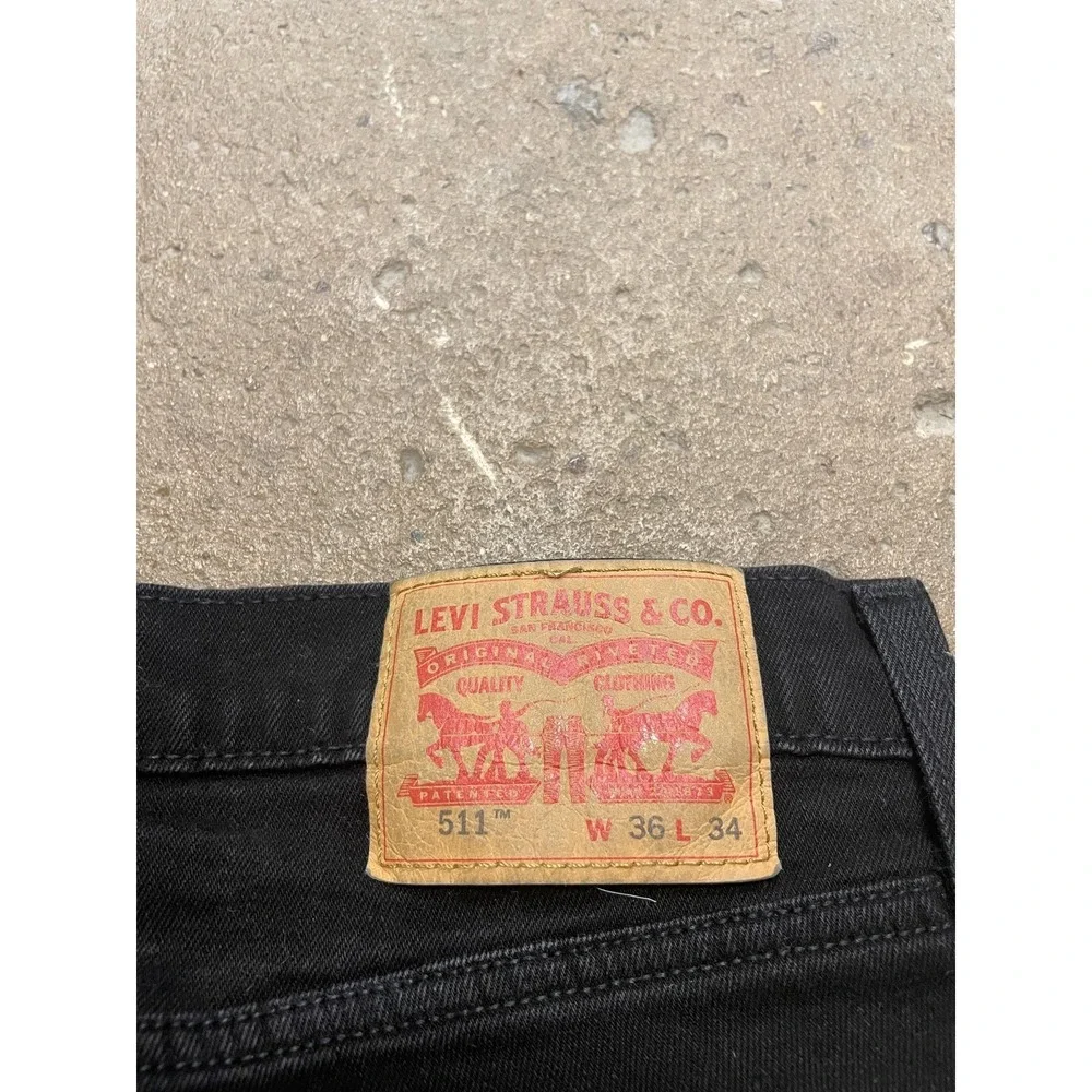 Levis 511 Jeans Mens 36x34 Black Denim Slim‎ Fit Straight Leg Zip Fly 5-Pocket